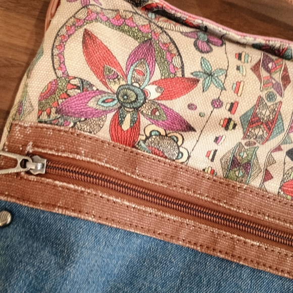Sakroots Floral Crossbody Bag in Pink and Denim - Picture 2 of 9